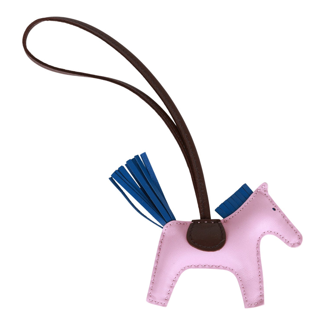 Hermes Bleu France/Mauve Sylvestre/Rouge Sellier Grigri Horse Rodeo Bag Charm PM