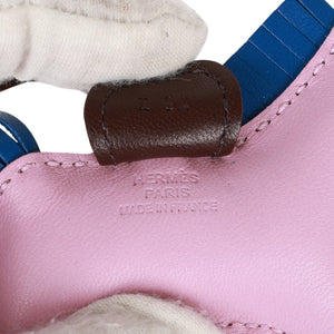 Hermes Bleu France/Mauve Sylvestre/Rouge Sellier Grigri Horse Rodeo Bag Charm PM