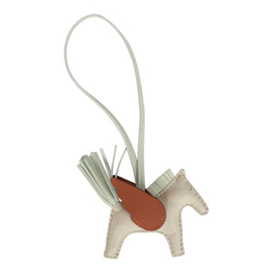 Hermes Craie/Vert Fizz/Gold Pegasus Horse Rodeo Bag Charm PM