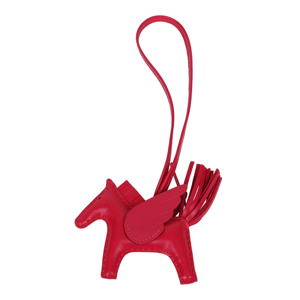 Hermes Framboise Milo Lambskin Pegasus Horse Rodeo Bag Charm