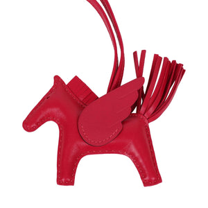 Hermes Framboise Milo Lambskin Pegasus Horse Rodeo Bag Charm