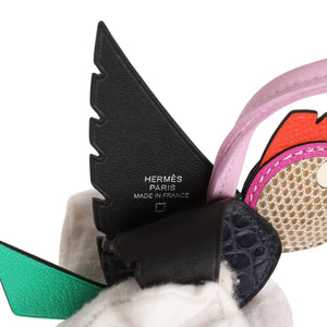 Hermes Birdy Charm Bleu Marine Matte Alligator and Etoupe Lizard Palladium Hardware