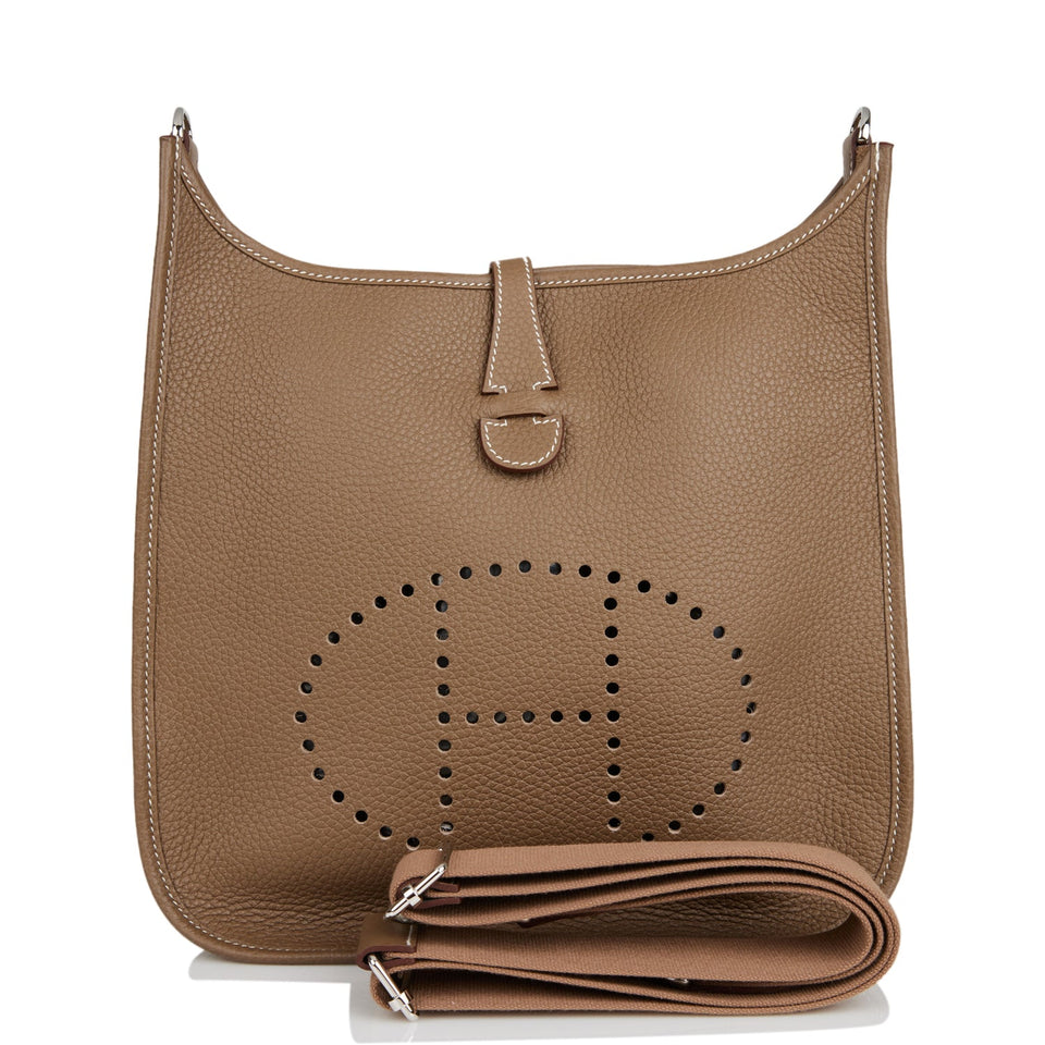 Hermes Evelyne III PM Etoupe Clemence Palladium Hardware