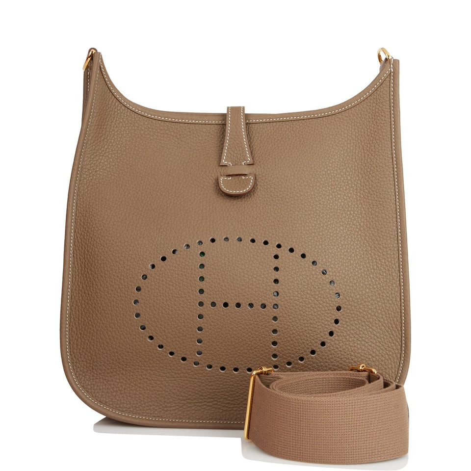 Hermes Evelyne III PM Etoupe Clemence Gold Hardware