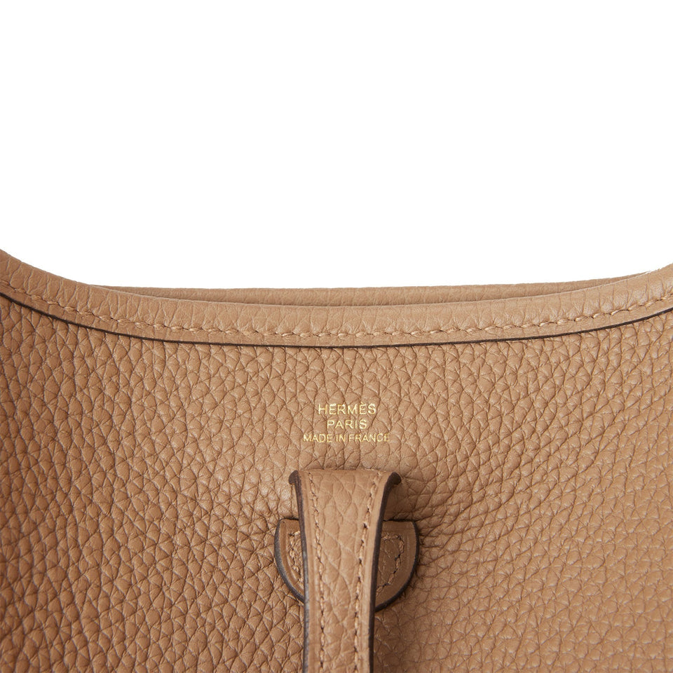 Hermes Evelyne TPM Beige de Weimar Clemence Bag Gold Hardware
