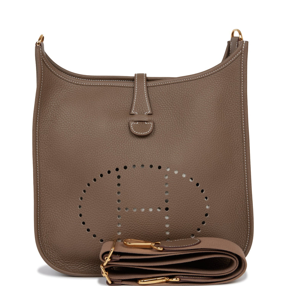 Hermes Evelyne III PM Etoupe Clemence Gold Hardware