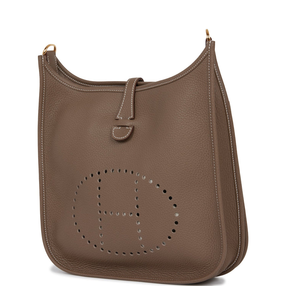 Hermes Evelyne III PM Etoupe Clemence Gold Hardware
