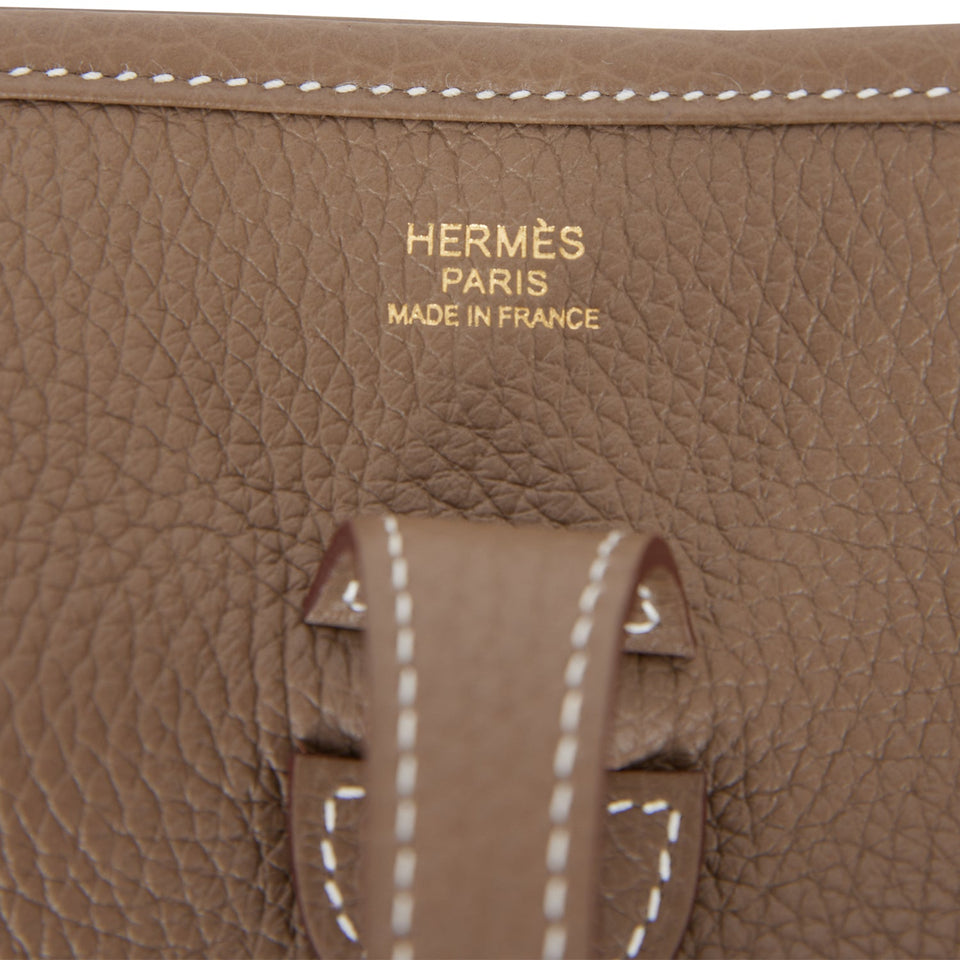 Hermes Evelyne III PM Etoupe Clemence Gold Hardware