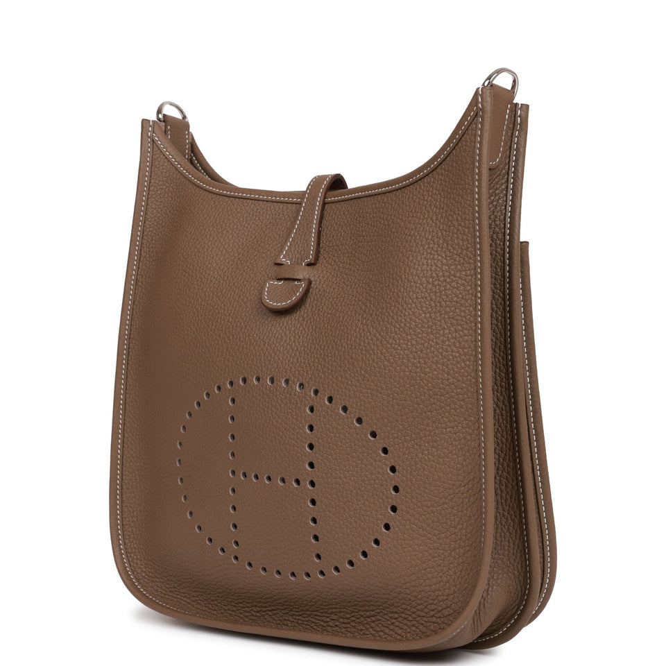 Hermes Evelyne III PM Etoupe Clemence Palladium Hardware