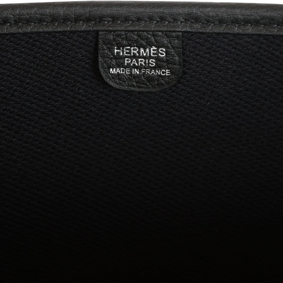 Hermes Evelyne III PM Black Togo and Toile Palladium Hardware