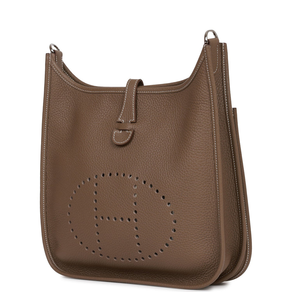 Hermes Evelyne III PM Etoupe Clemence Palladium Hardware
