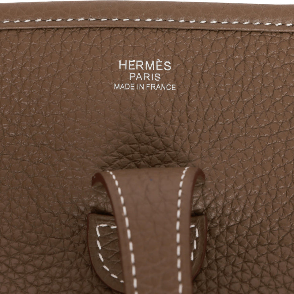 Hermes Evelyne III PM Etoupe Clemence Palladium Hardware