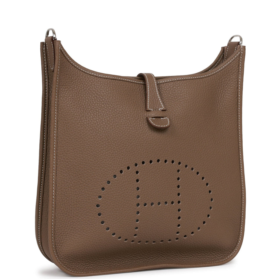 Hermes Evelyne III PM Etoupe Clemence Palladium Hardware
