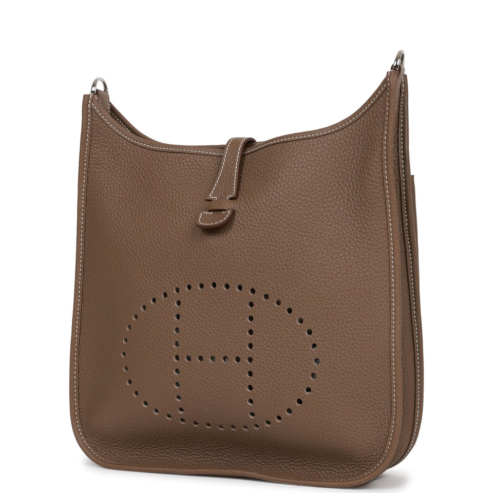 Hermes Evelyne III PM Etoupe Clemence Palladium Hardware