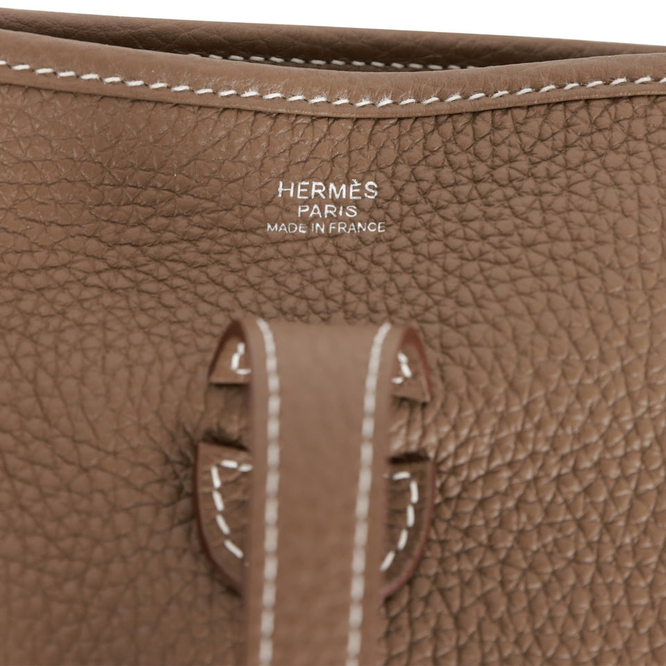 Hermes Evelyne III PM Etoupe Clemence Palladium Hardware