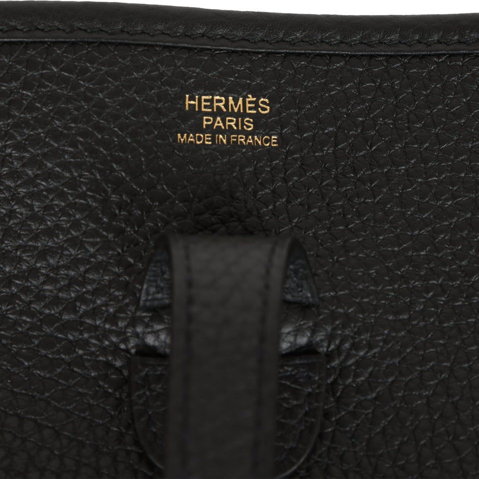 Hermes Evelyne III PM Black Clemence Gold Hardware