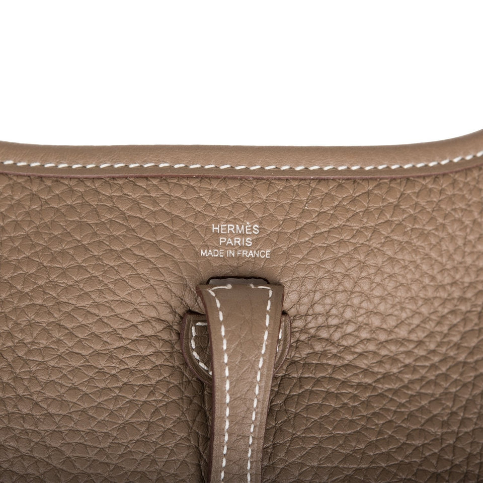 Hermes Evelyne TPM Etoupe Clemence Bag Palladium Hardware