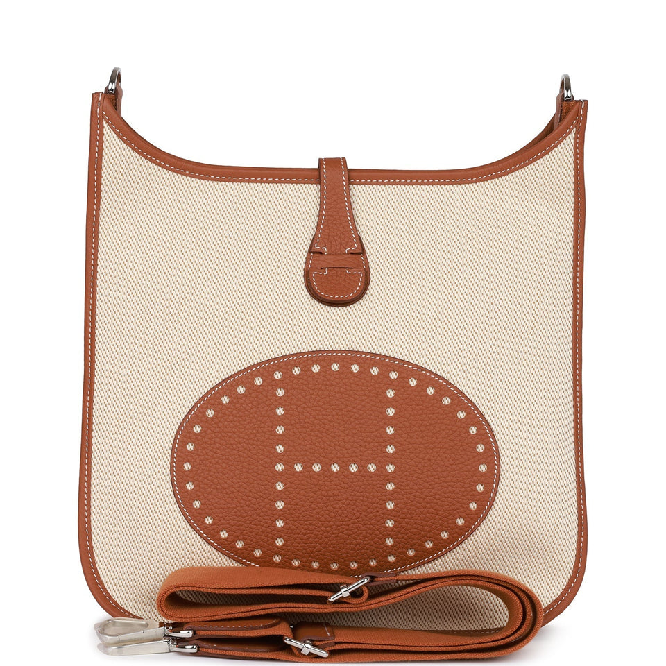 Hermes Evelyne III PM Gold Clemence and Toile Palladium Hardware