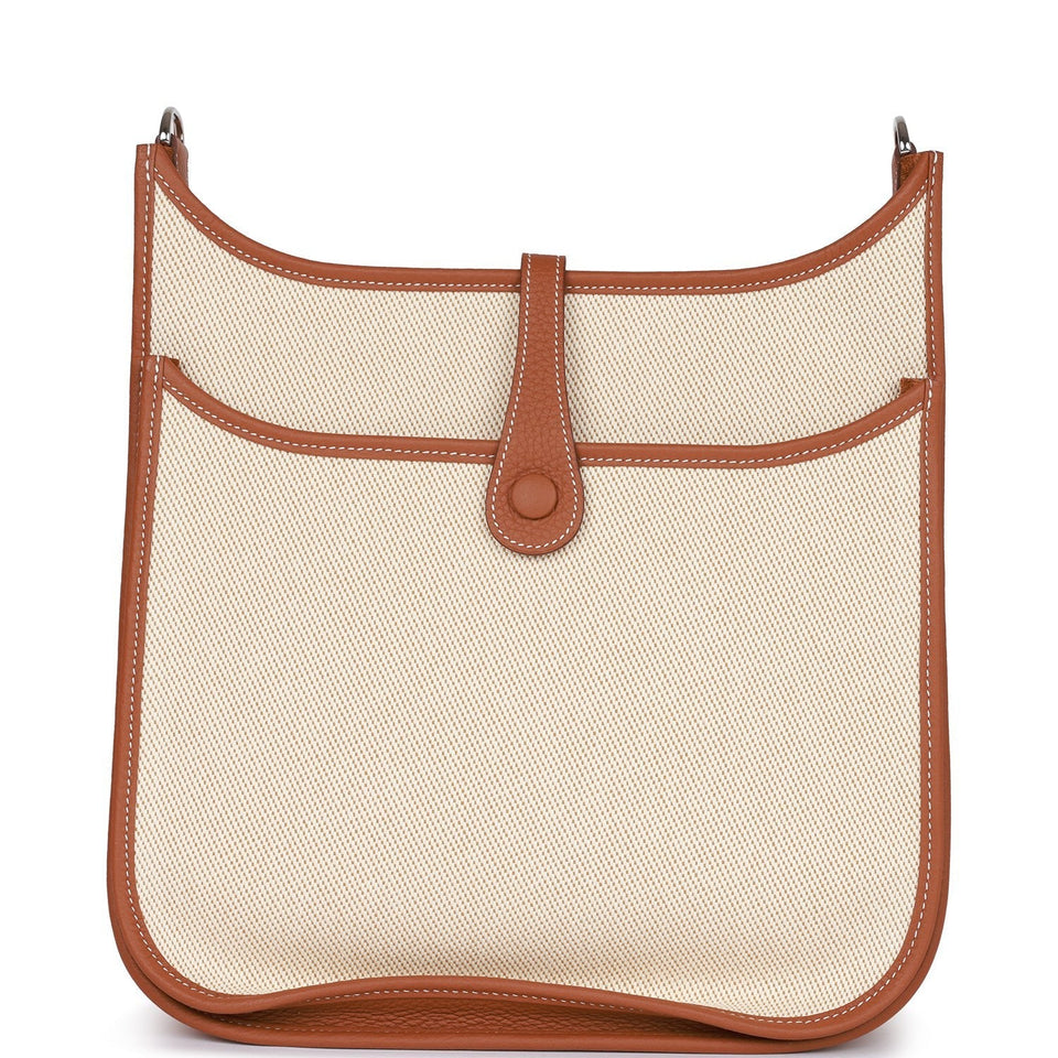 Hermes Evelyne III PM Gold Clemence and Toile Palladium Hardware