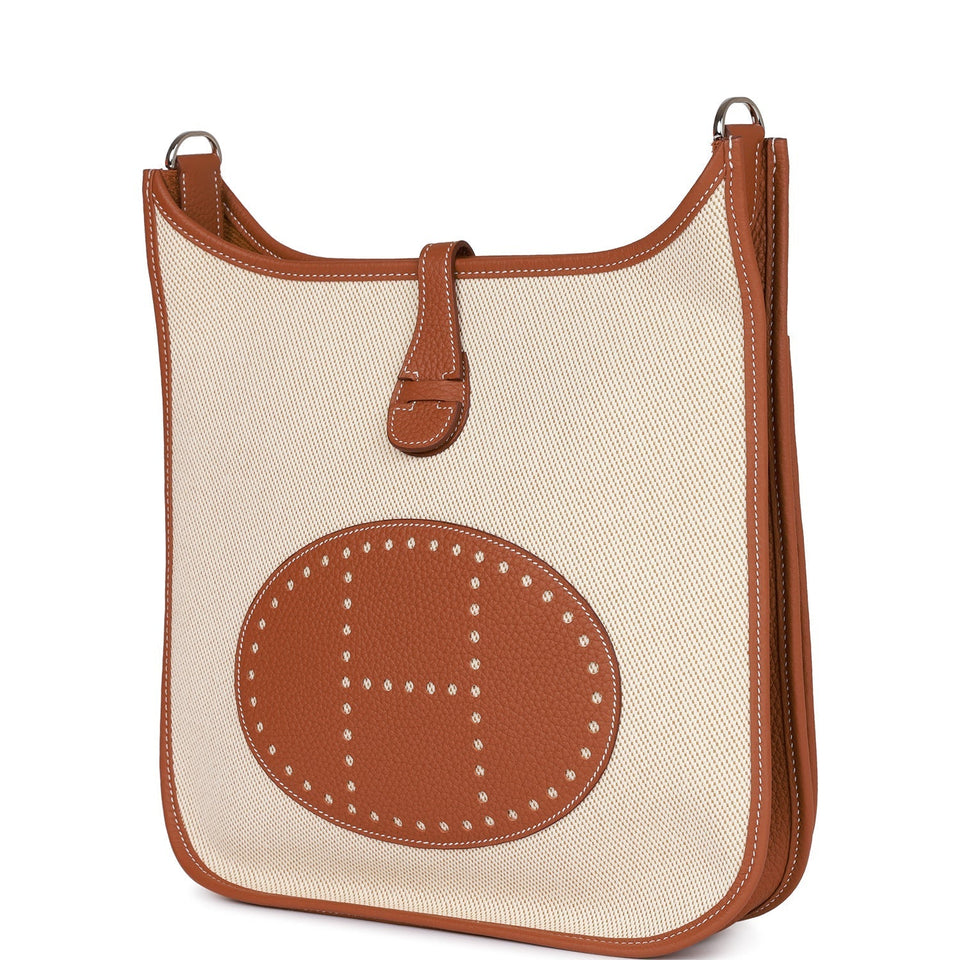 Hermes Evelyne III PM Gold Clemence and Toile Palladium Hardware