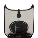 Hermes Evelyne III PM Black Clemence and Toile Palladium Hardware