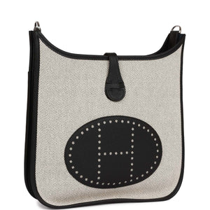 Hermes Evelyne III PM Black Clemence and Toile Palladium Hardware