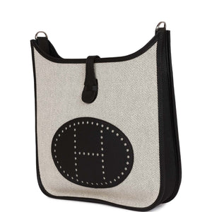 Hermes Evelyne III PM Black Clemence and Toile Palladium Hardware