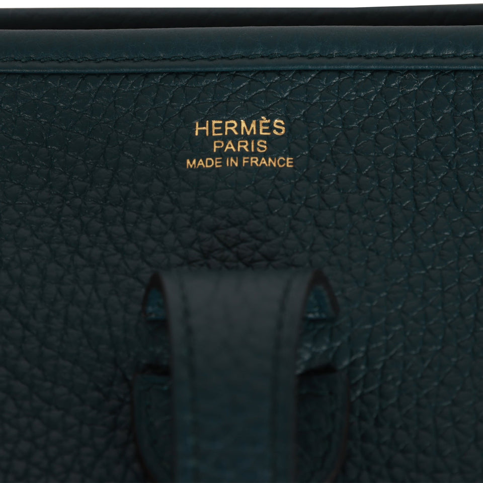 Hermes Evelyne PM Vert Cypress Clemence Gold Hardware