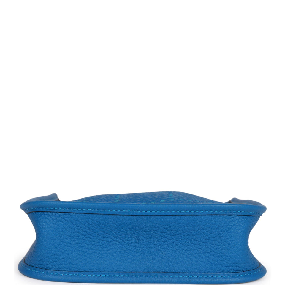 Hermes Evelyne TPM Bleu Mykonos Clemence Palladium Hardware