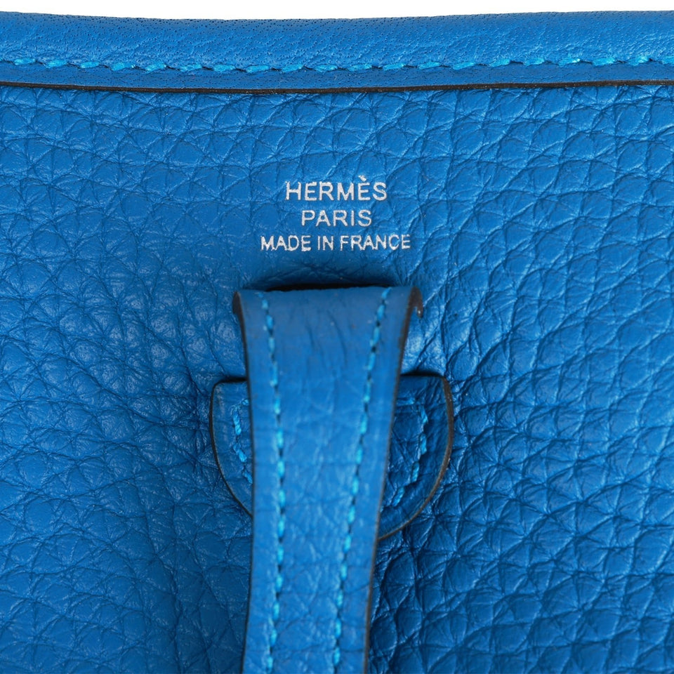 Hermes Evelyne TPM Bleu Mykonos Clemence Palladium Hardware