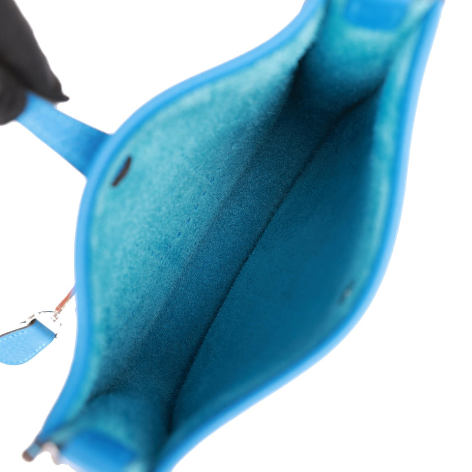 Hermes Evelyne TPM Bleu Mykonos Clemence Palladium Hardware