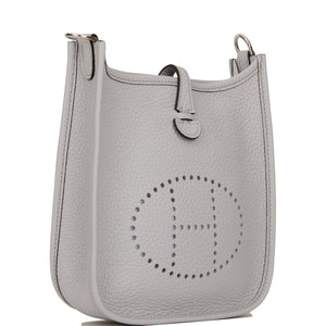 Hermes Evelyne TPM Bleu Pale Clemence Palladium Hardware