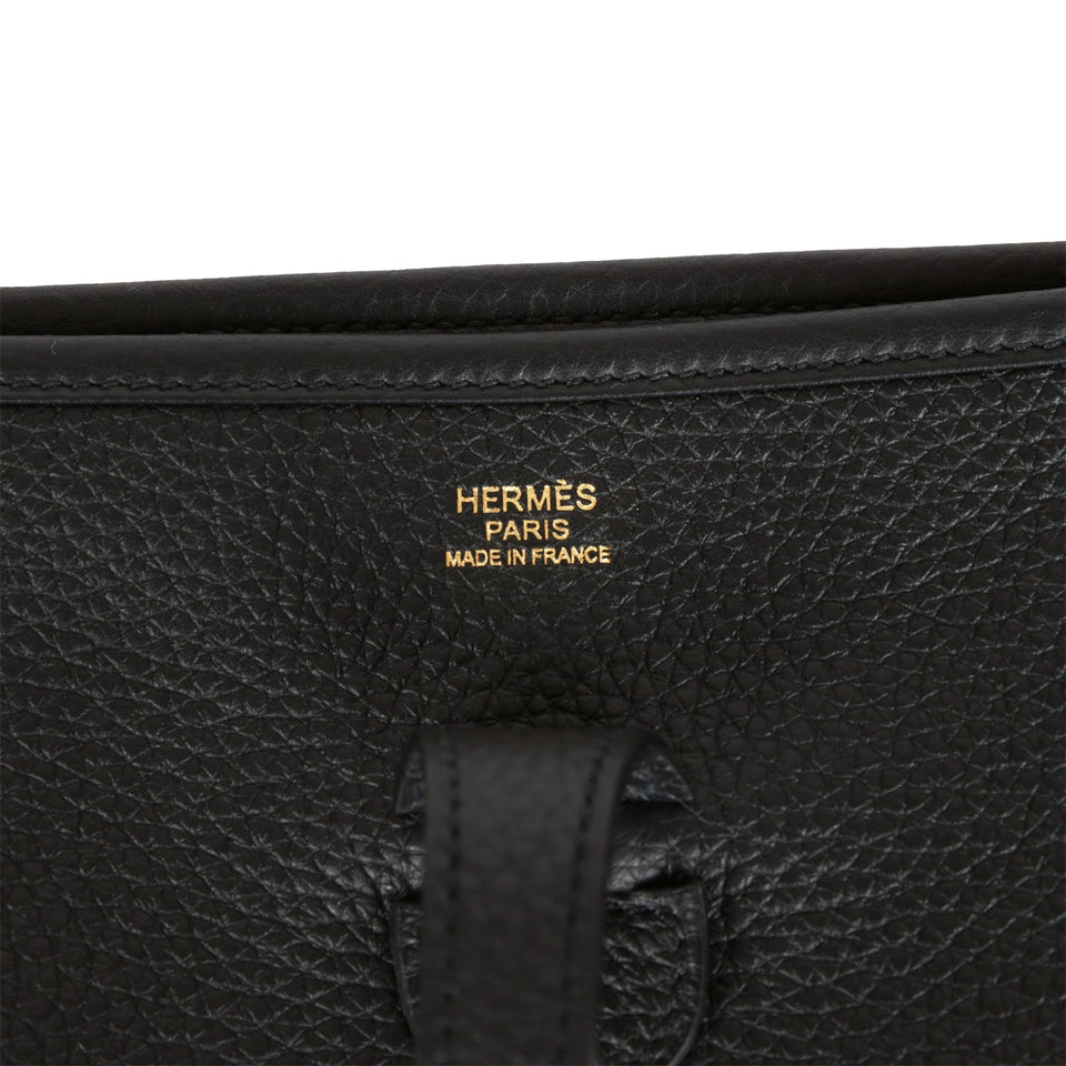 Hermes Evelyne PM Black Clemence Gold Hardware
