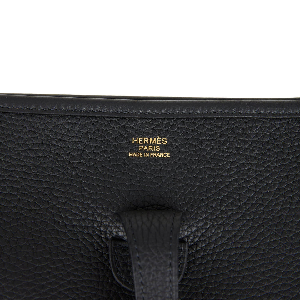 Hermes Evelyne III PM Black Clemence Gold Hardware