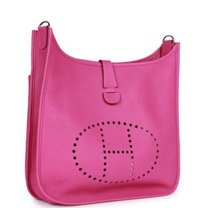 Hermes Evelyne III GM Rose Pourpre Clemence Palladium Hardware