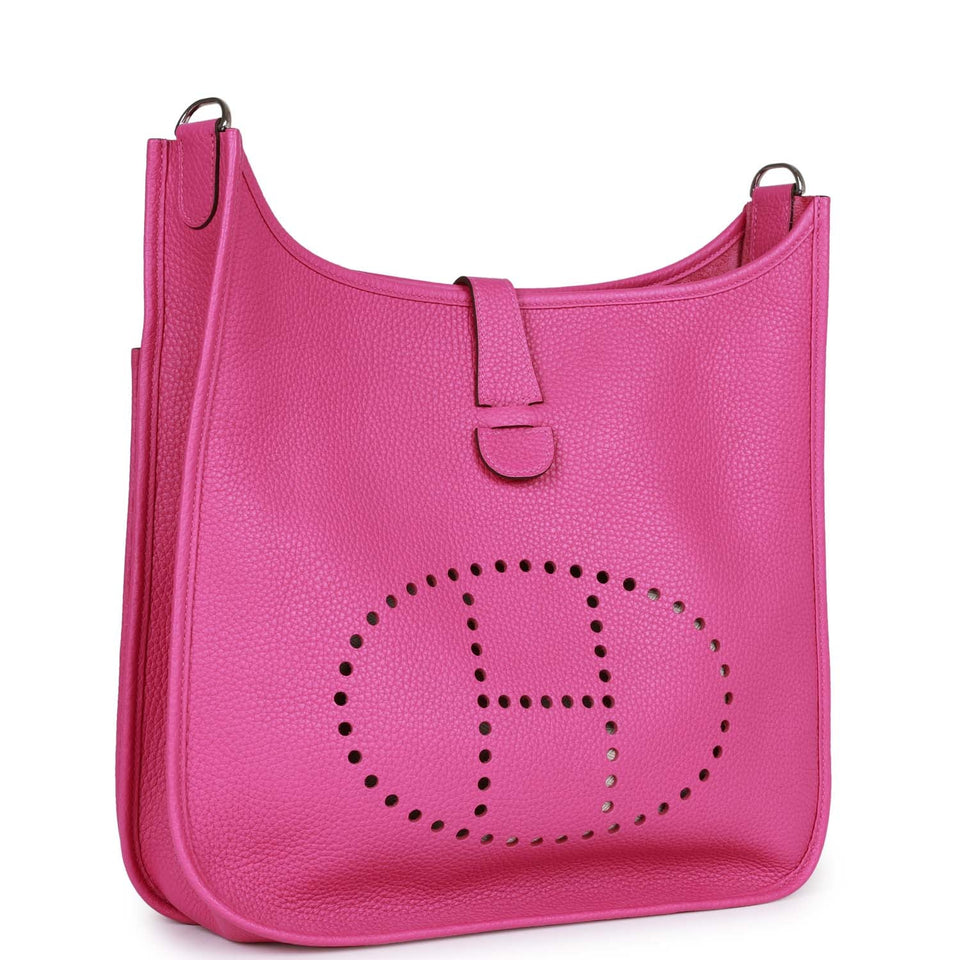 Hermes Evelyne III GM Rose Pourpre Clemence Palladium Hardware