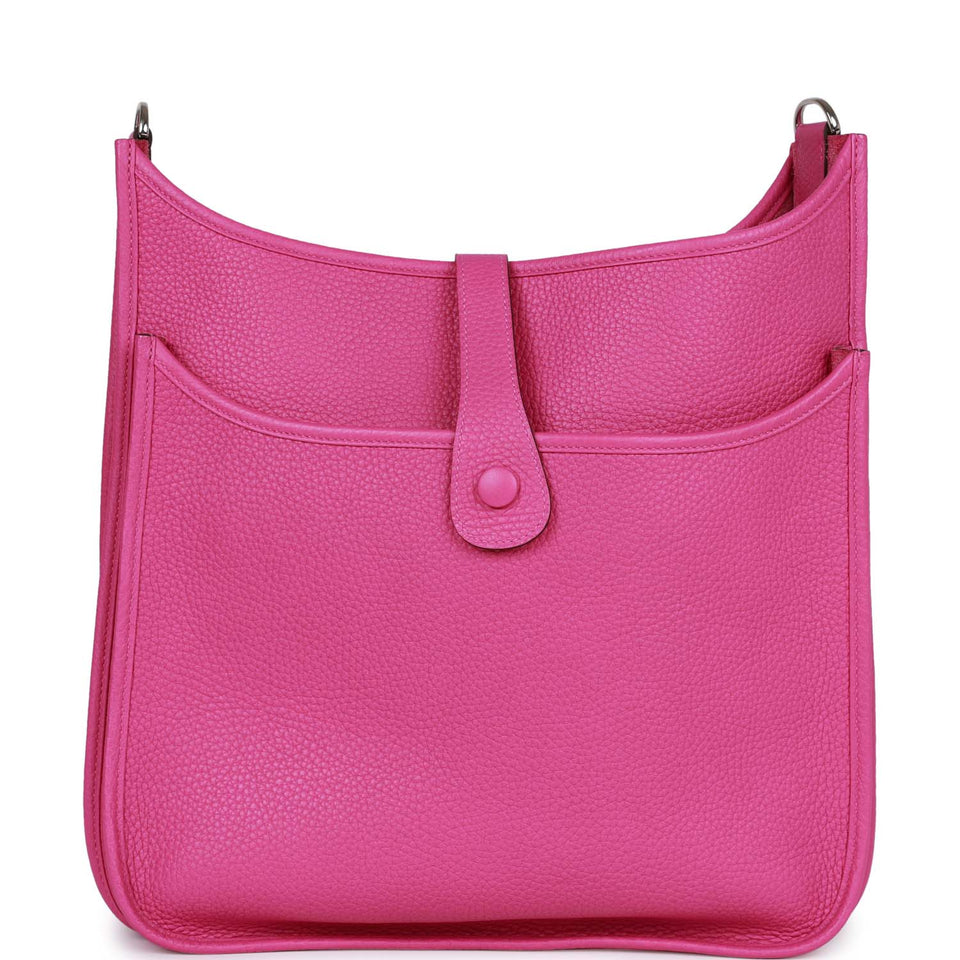 Hermes Evelyne III GM Rose Pourpre Clemence Palladium Hardware