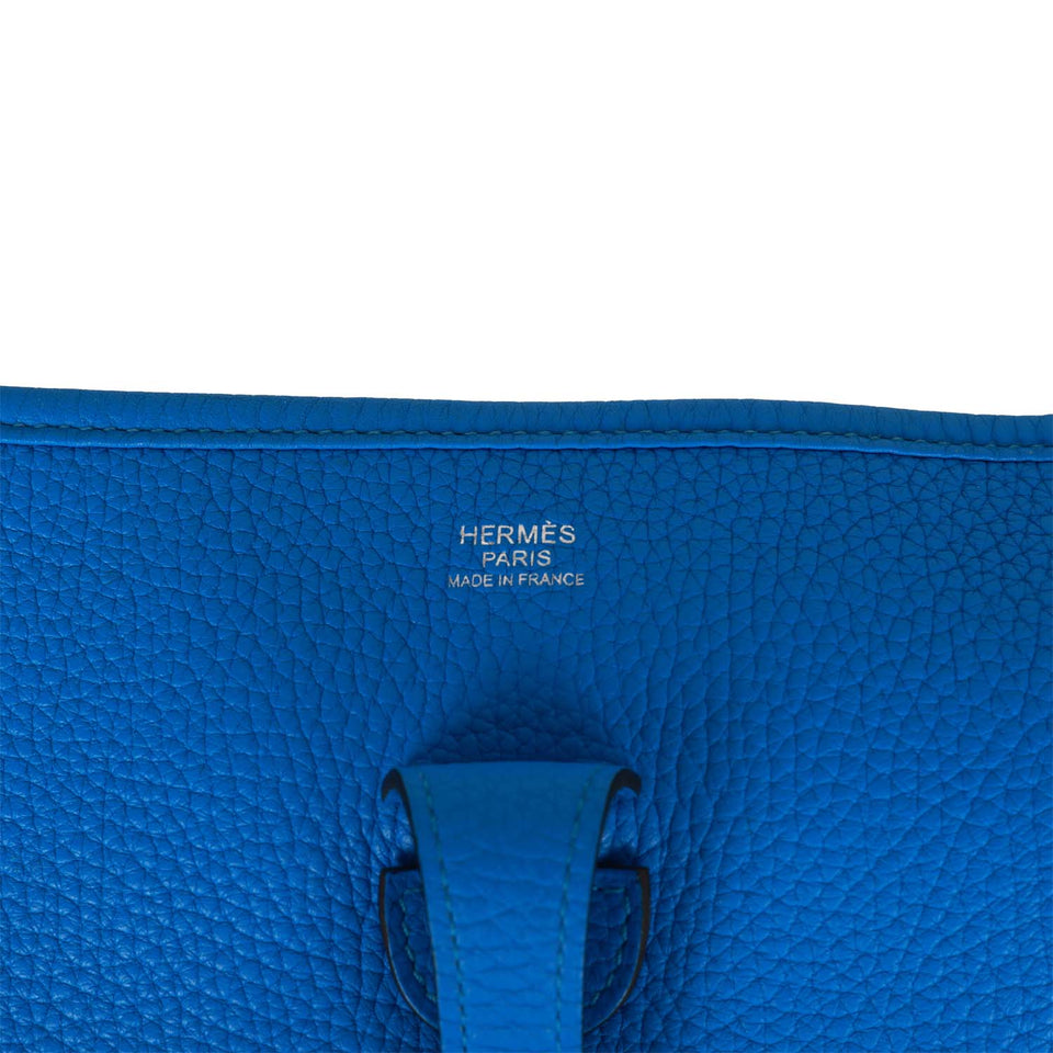 Hermes Evelyne III PM Bleu Hydra Clemence Palladium Hardware