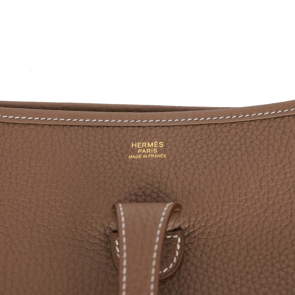 Hermes Evelyne III PM Etoupe Clemence Gold Hardware