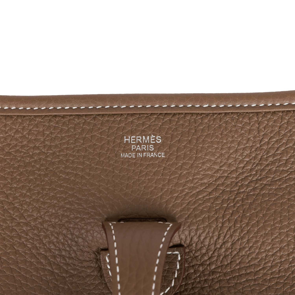Hermes Evelyne III PM Etoupe Clemence Palladium Hardware