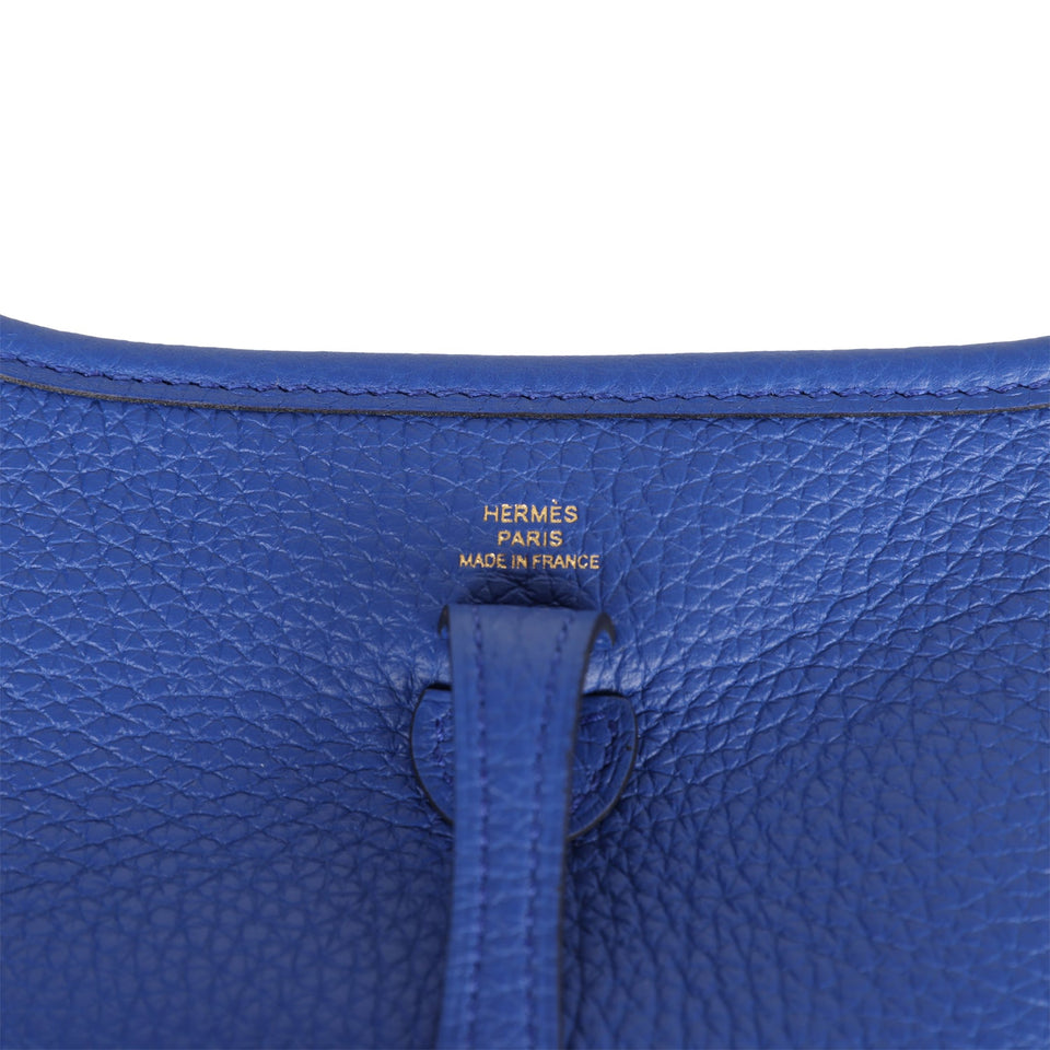Hermes Evelyne TPM Bleu Royal Clemence Gold Hardware