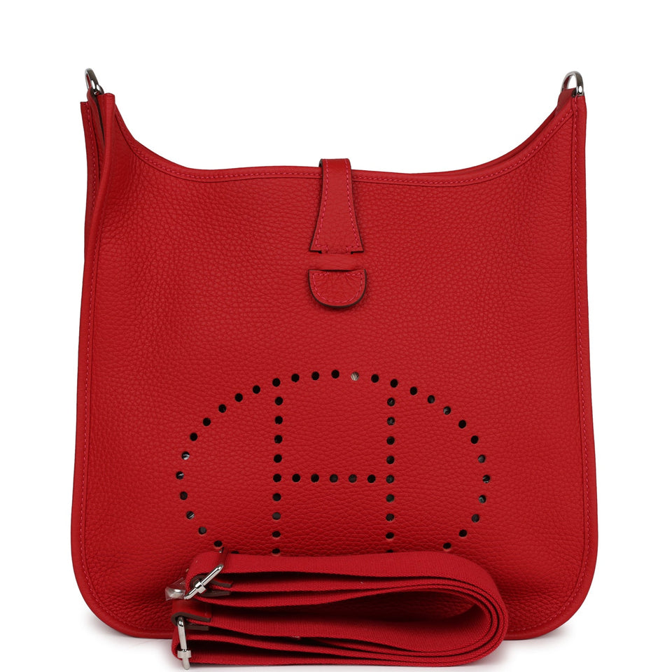 Hermes Evelyne III PM Vermillon Clemence Palladium Hardware