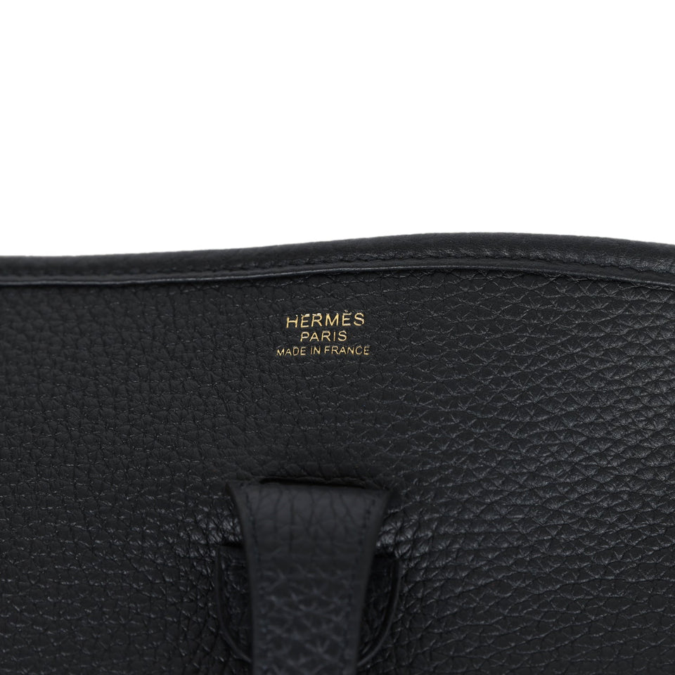 Hermes Evelyne PM Black Clemence Gold Hardware