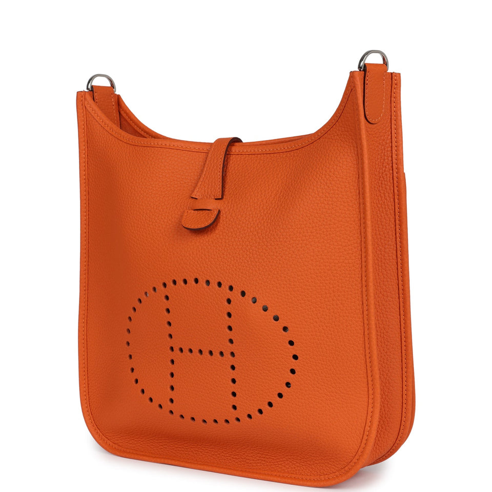 Hermes Evelyne III PM Orange Clemence Palladium Hardware