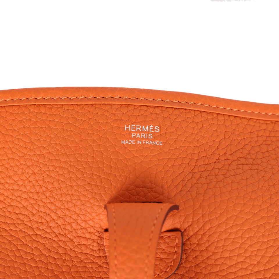 Hermes Evelyne III PM Orange Clemence Palladium Hardware