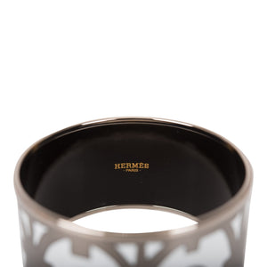 Hermes "Balcons du Guadalquivir Cloisonne" Extra Wide Printed Enamel Bracelet PM (65) (  - Excellent)