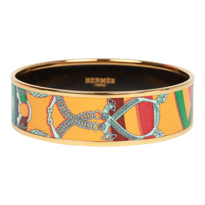 Hermes Multicolor Wide Printed Enamel Bracelet PM (65)