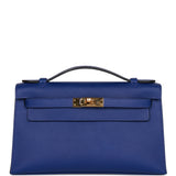 Hermes Kelly Pochette Bleu Electric Epsom Gold Hardware