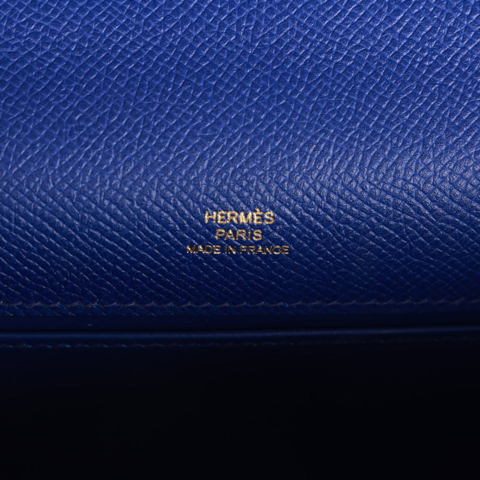 Hermes Kelly Pochette Bleu Electric Epsom Gold Hardware