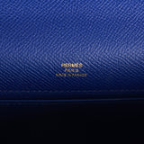 Hermes Kelly Pochette Bleu Electric Epsom Gold Hardware